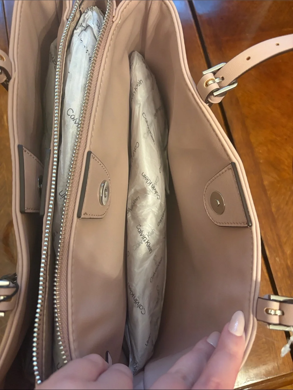 NEW WITH TAGS: Calvin Klein Mauve Pink Leather-Look Tote